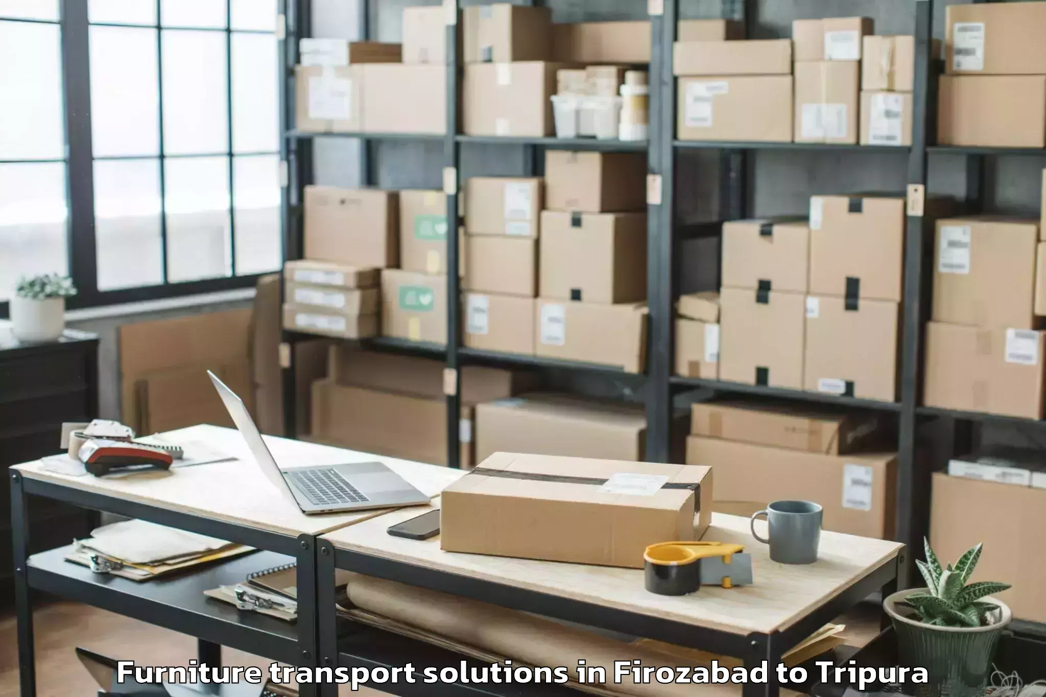 Book Firozabad to Amarpur Gomati Furniture Transport Solutions Online